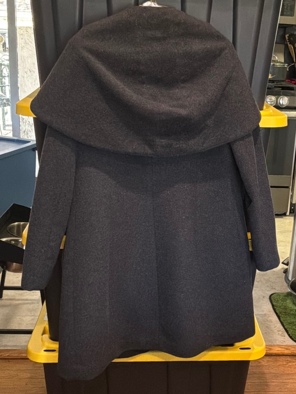 Cole Haan Winter Pea Coat with Large Hood Dark Gray Size 4 Zipper and Snap - Picture 3 of 6